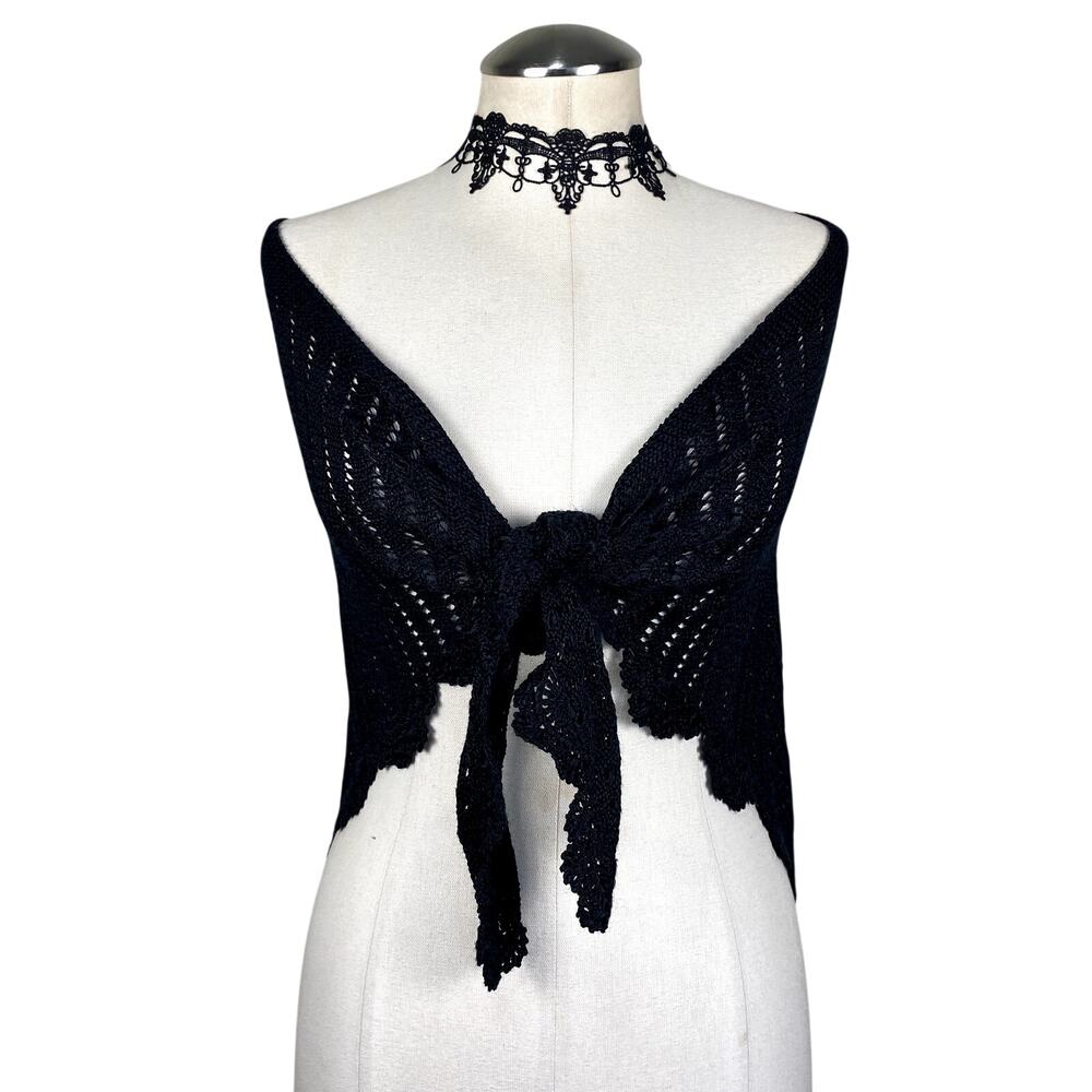 Gothic Whimsigoth Crochet Knit Romantic Whimsy Dark Coquette Shawl Wrap